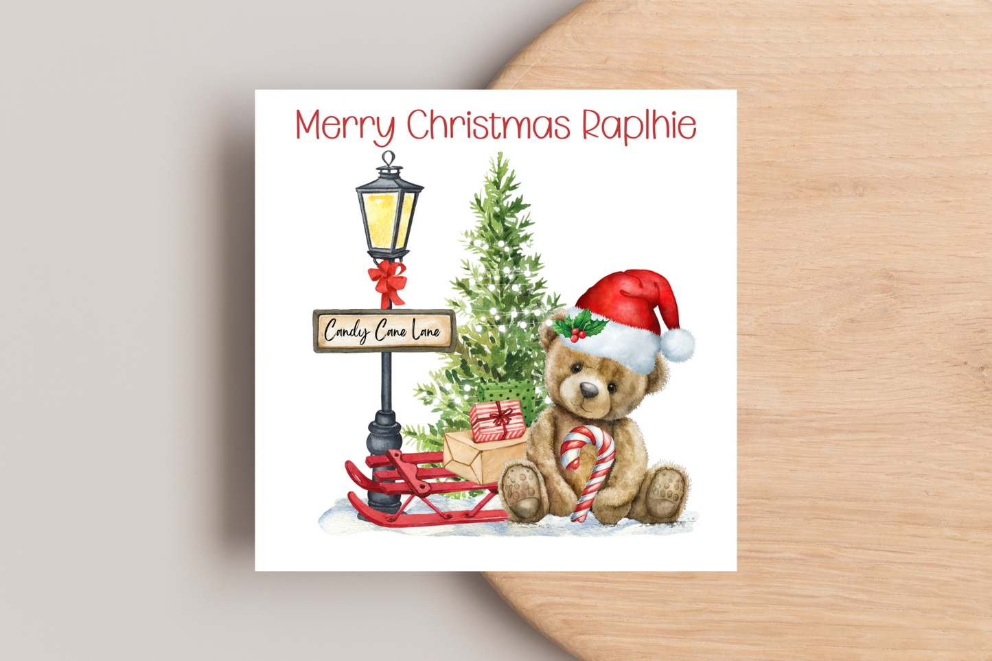 Teddy Bear Christmas Card- Personalised