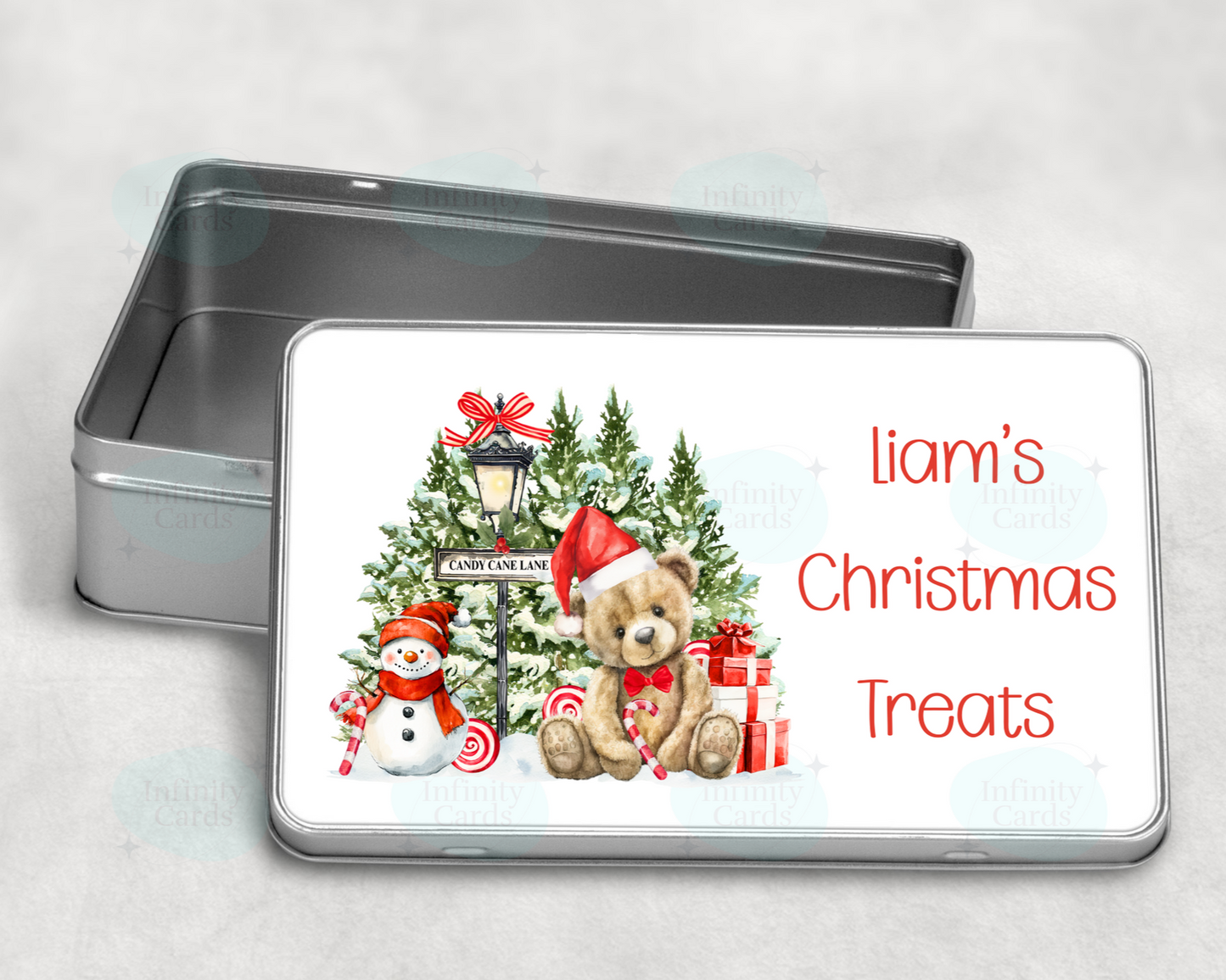 Personalised Teddy Christmas Treat Tin