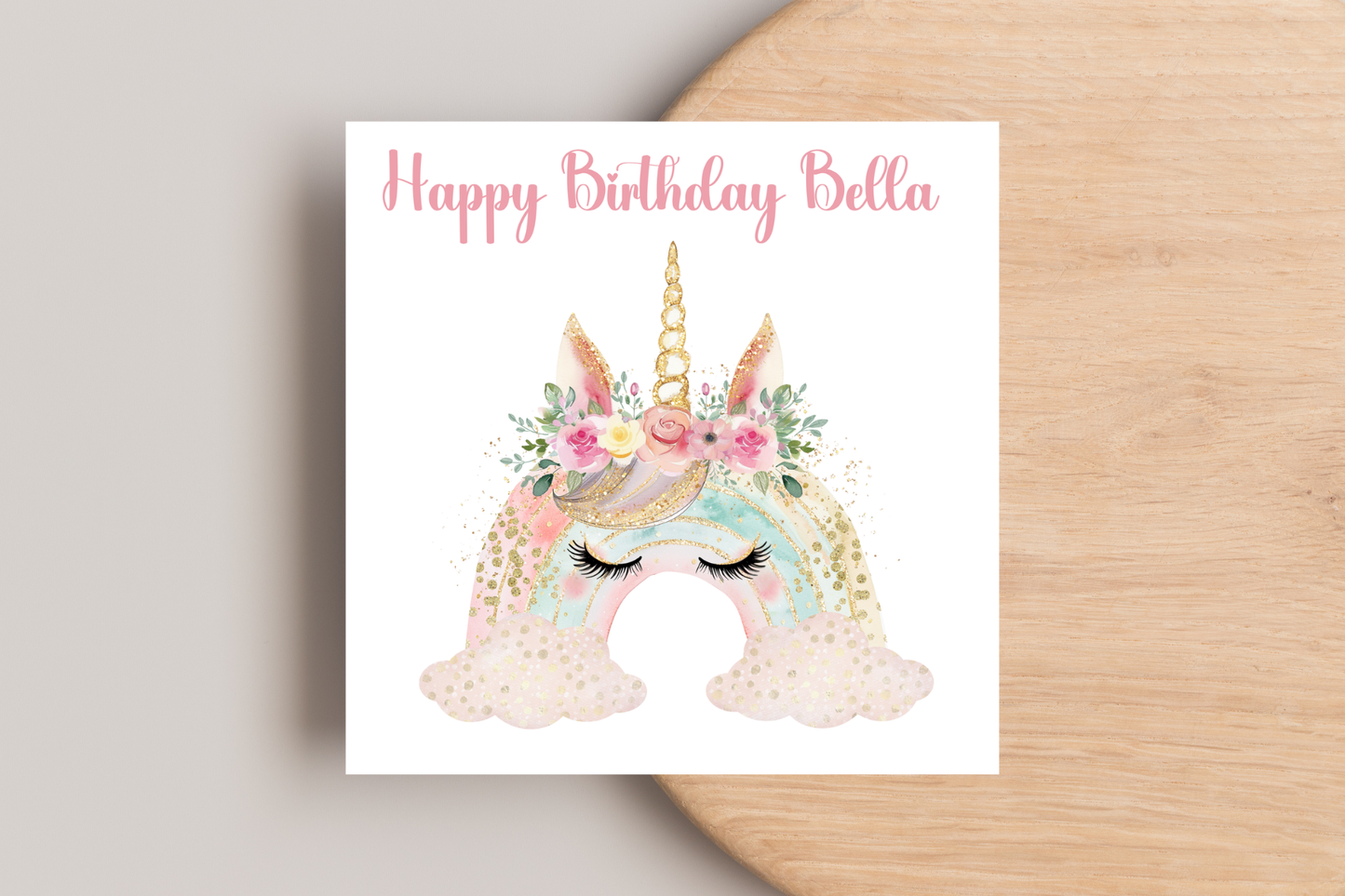 Personalised Unicorn Rainbow Birthday Card