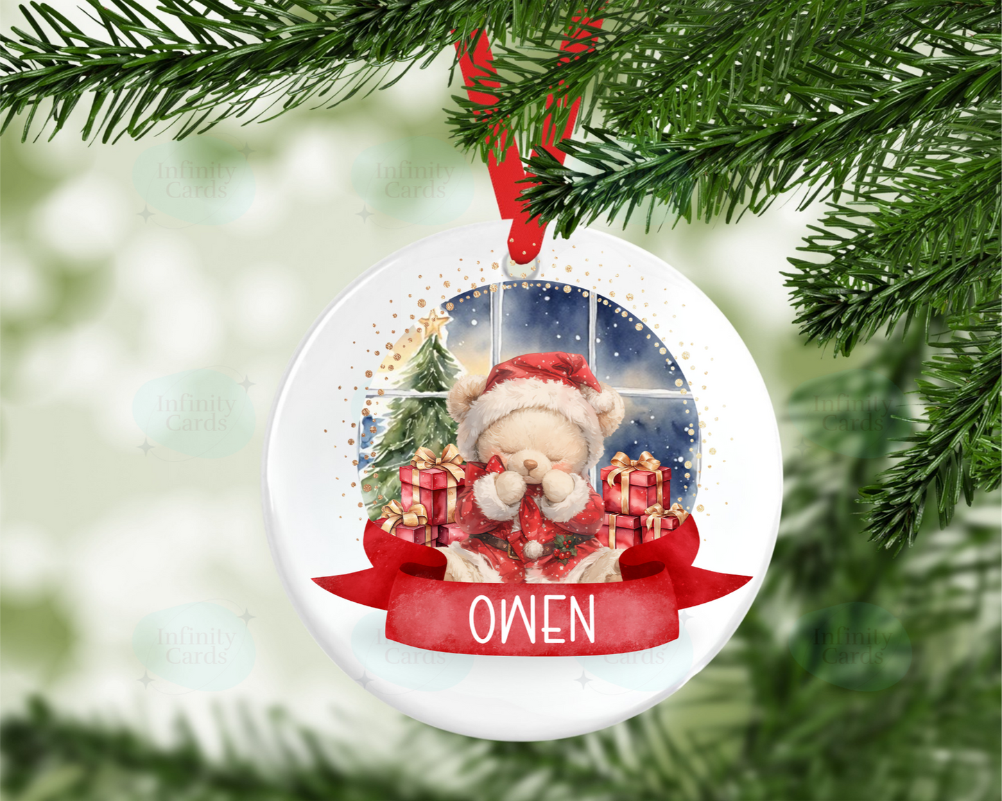 Personalised Bear Christmas Tree Decoration