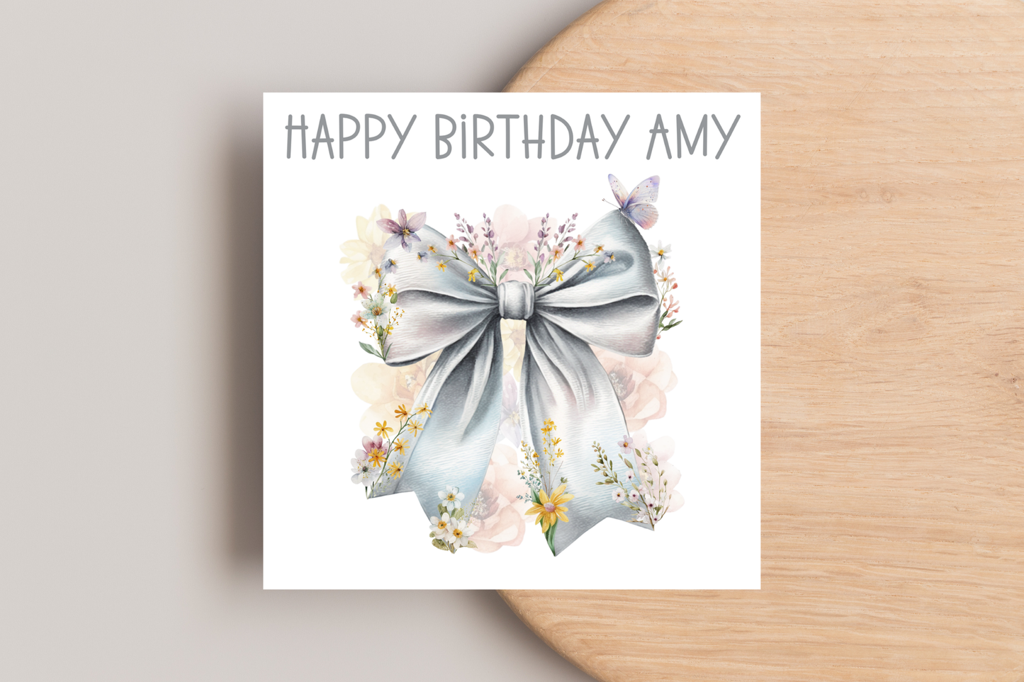 Personalised Floral Bow Birthday Card