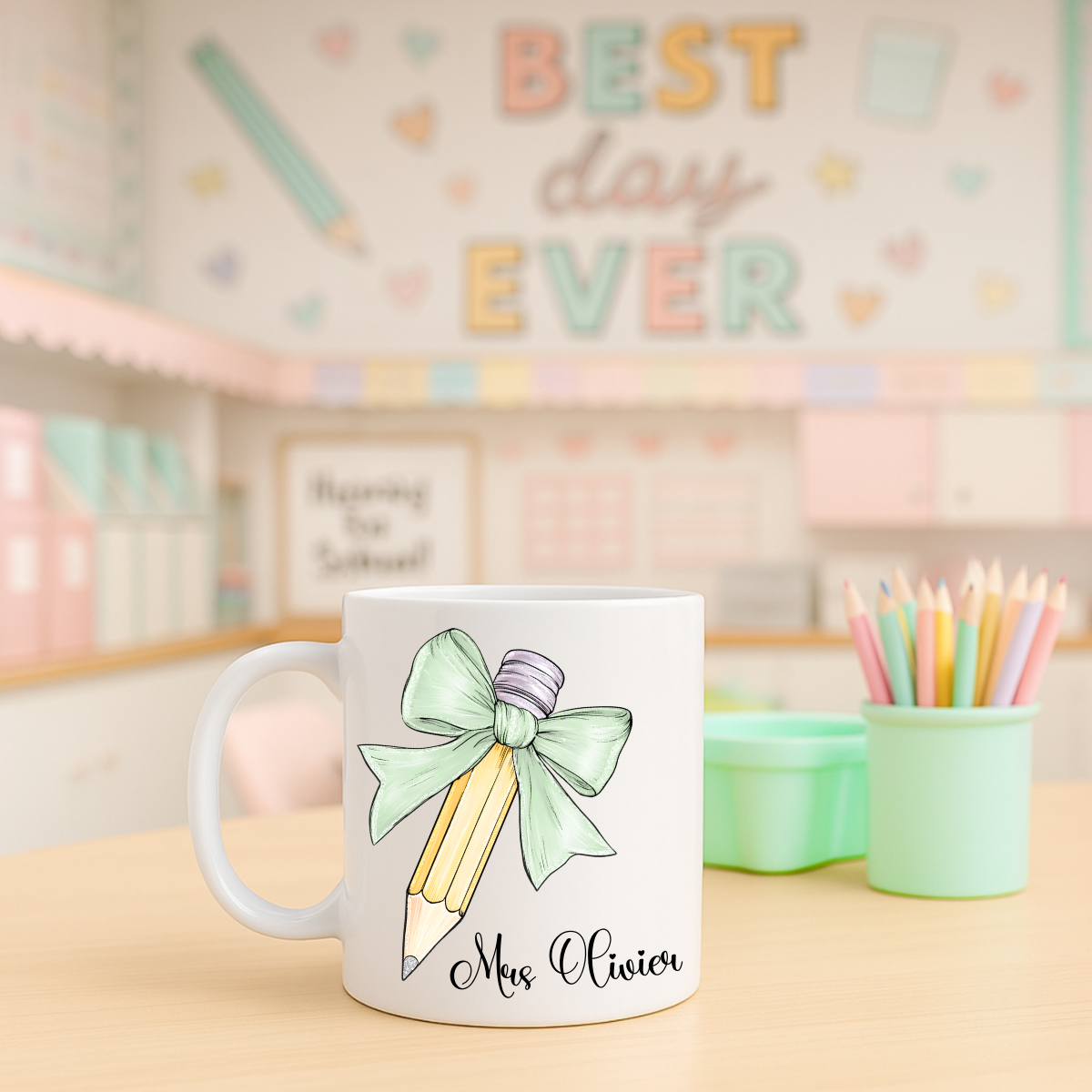 Personalised Pencil Teacher Mug
