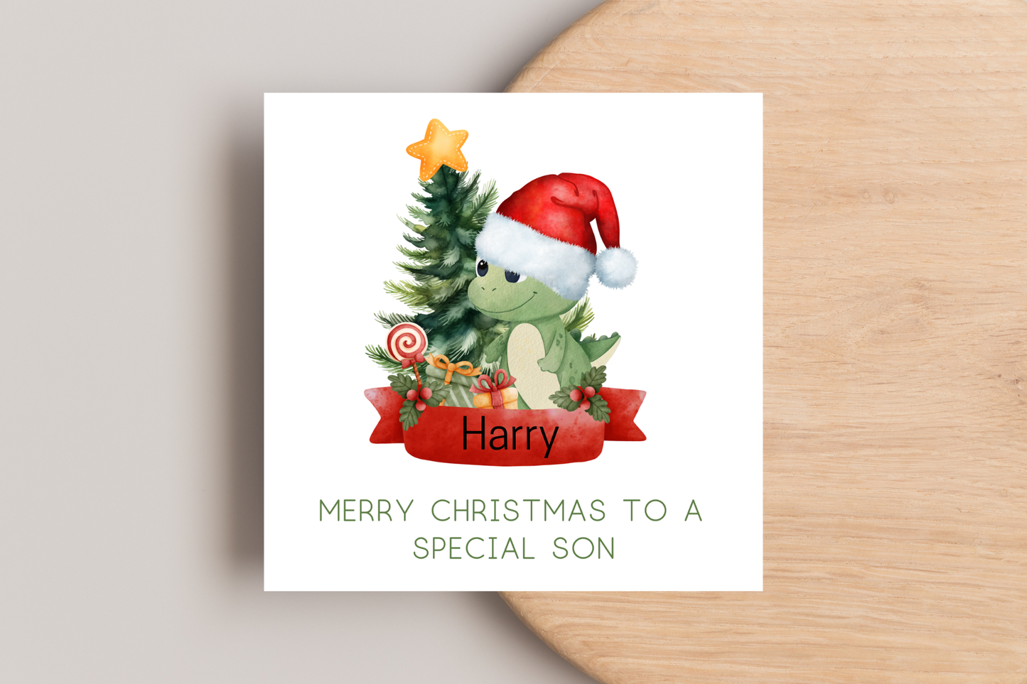 Personalised Dinosaur Christmas Card