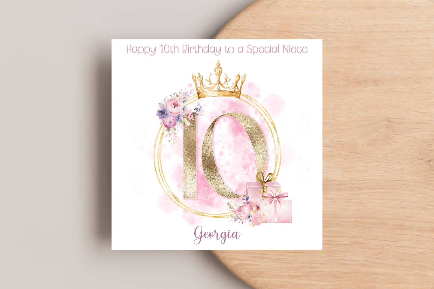 Personalised Princess Inspired 10th Birthday Card