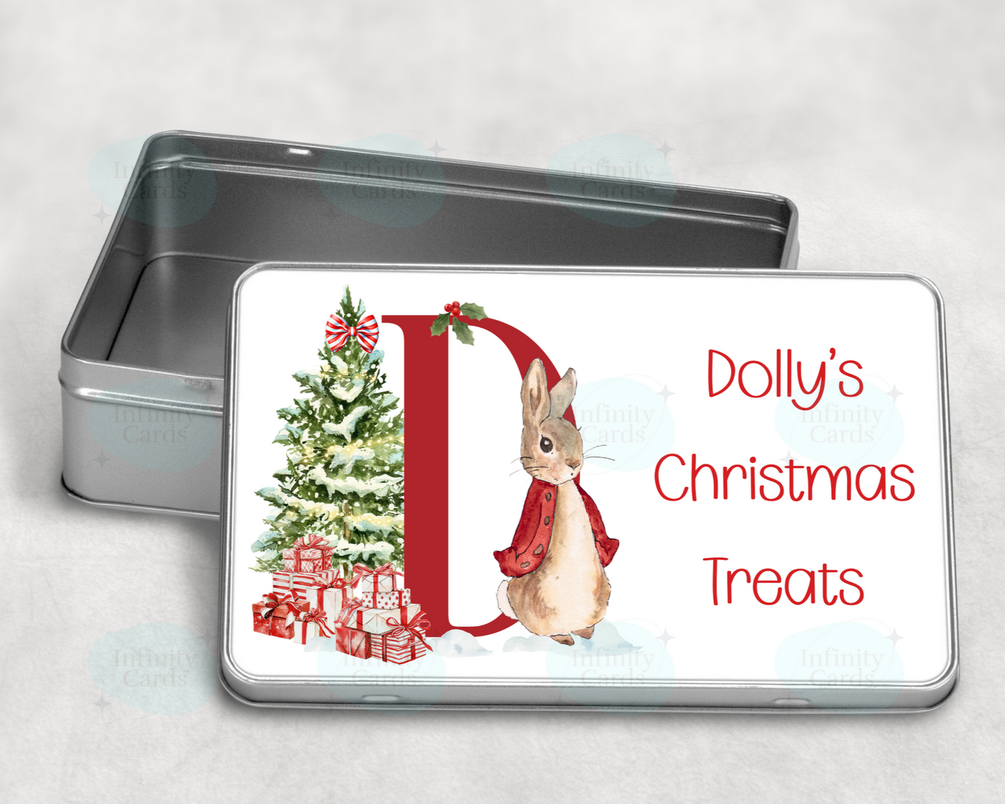 Personalised Peter Rabbit Christmas Treat Tin