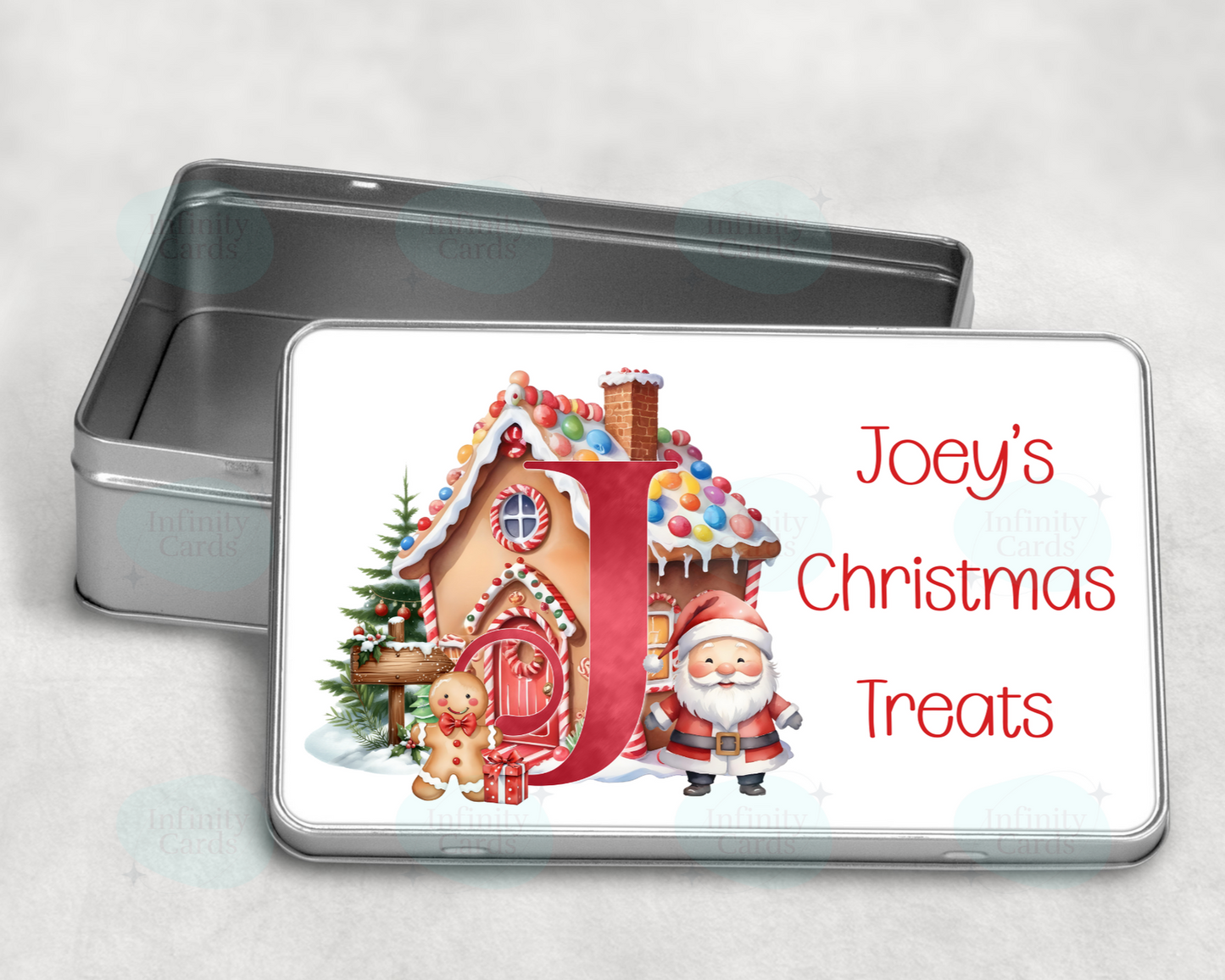 Personalised Gingerbread House Initial Christmas Treat Tin