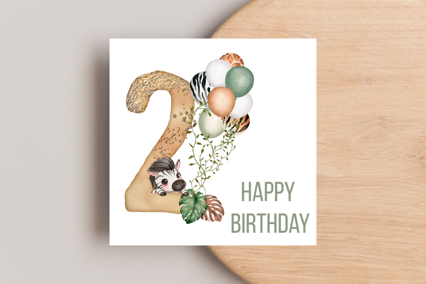 Animal Safari Balloons Birthday Card