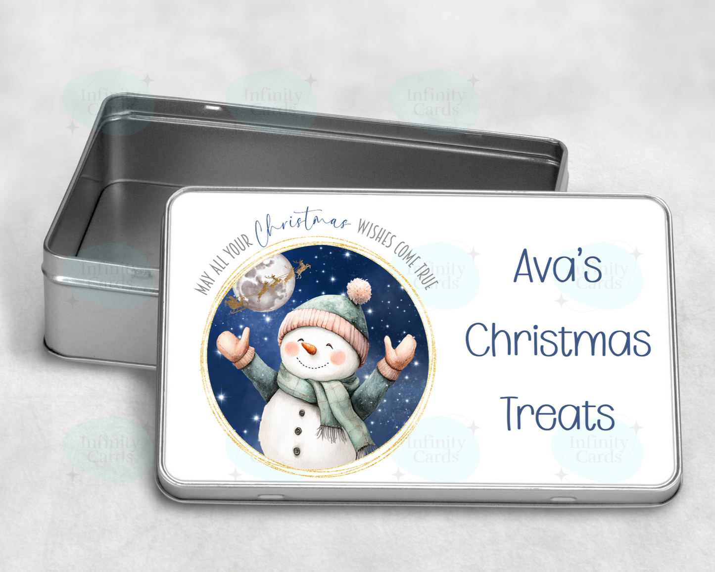 Personalised Snowman Christmas Treats Tin