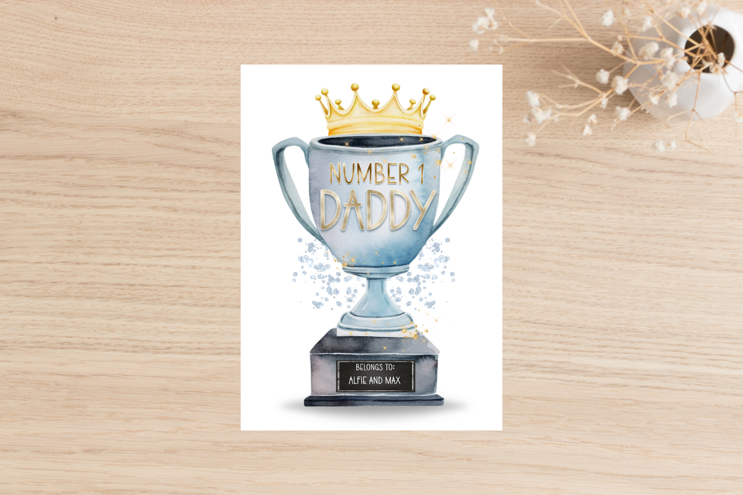 Personalised Number 1 Daddy Trophy Card