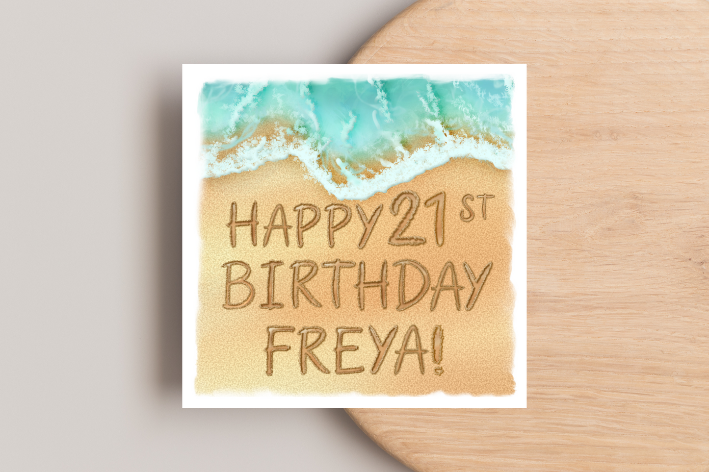 Personalised Beach 21st Birthday Card