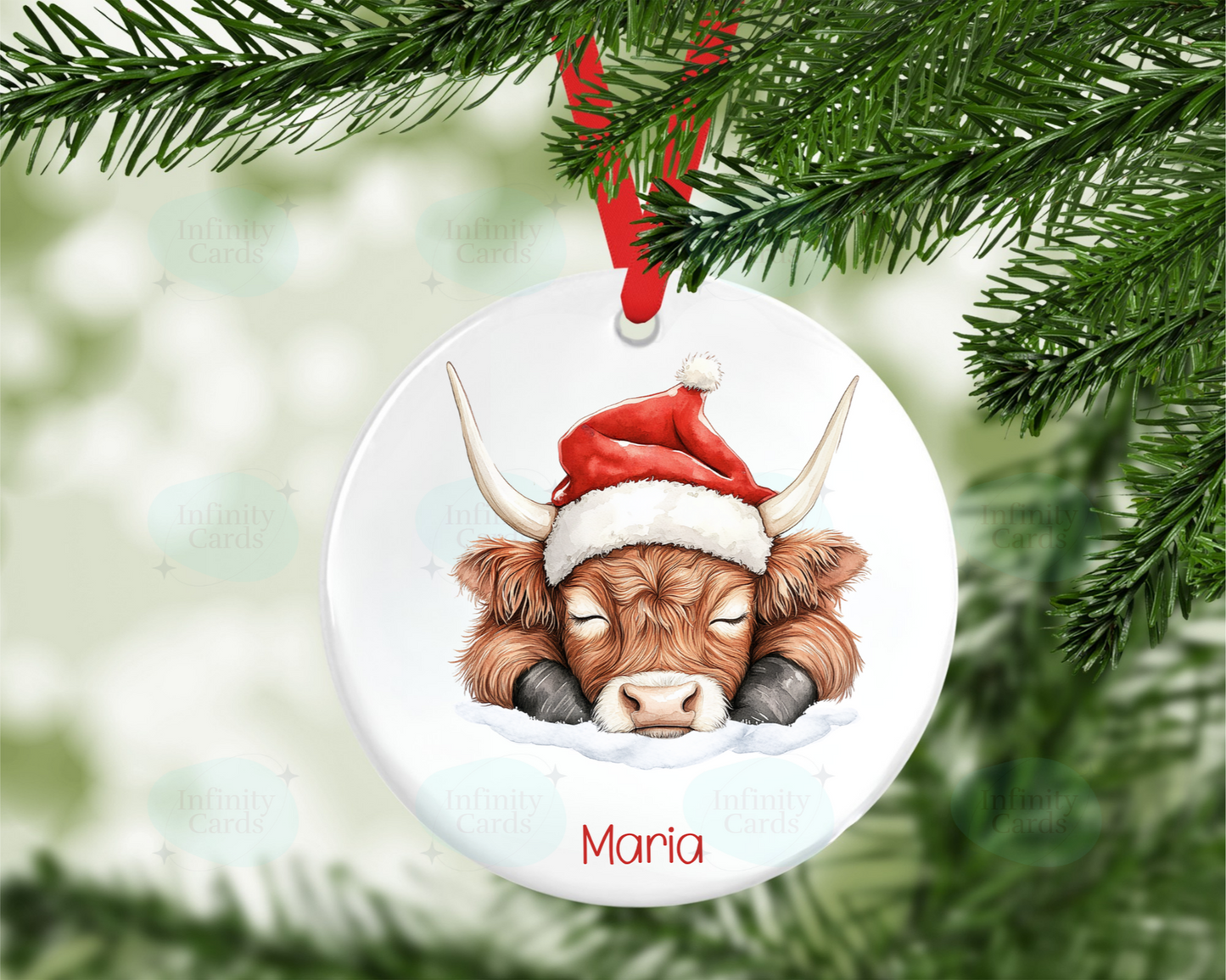 Personalised Highland Cow Christmas Tree Decoration