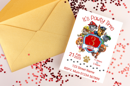 Personalised Editable Paw Patrol Party Invitation