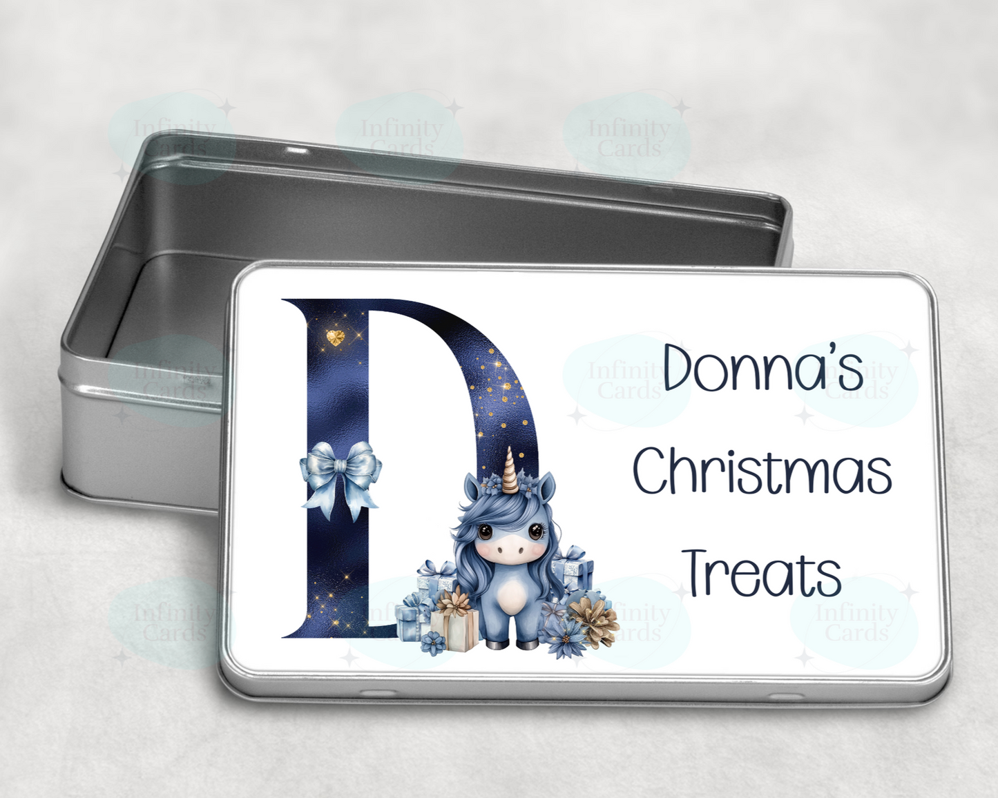 Personalised Unicorn Christmas Tin