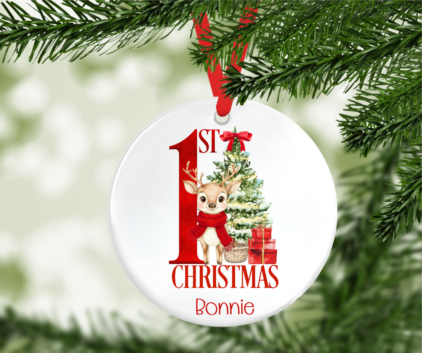 Personalised Reindeer 1st Christmas Tree Decoration