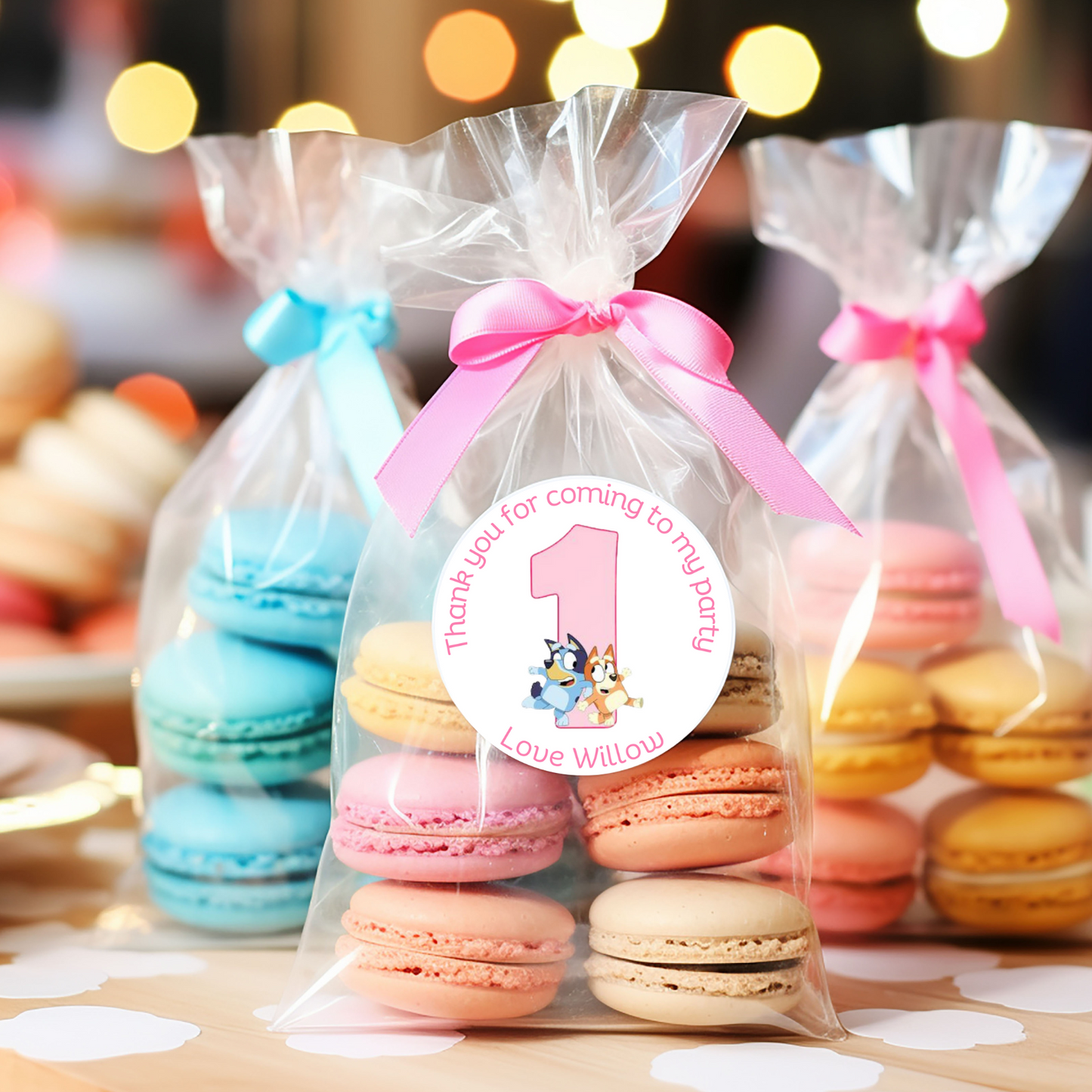 24 X Bluey Pink Number Thank You For Coming To My Party Stickers
