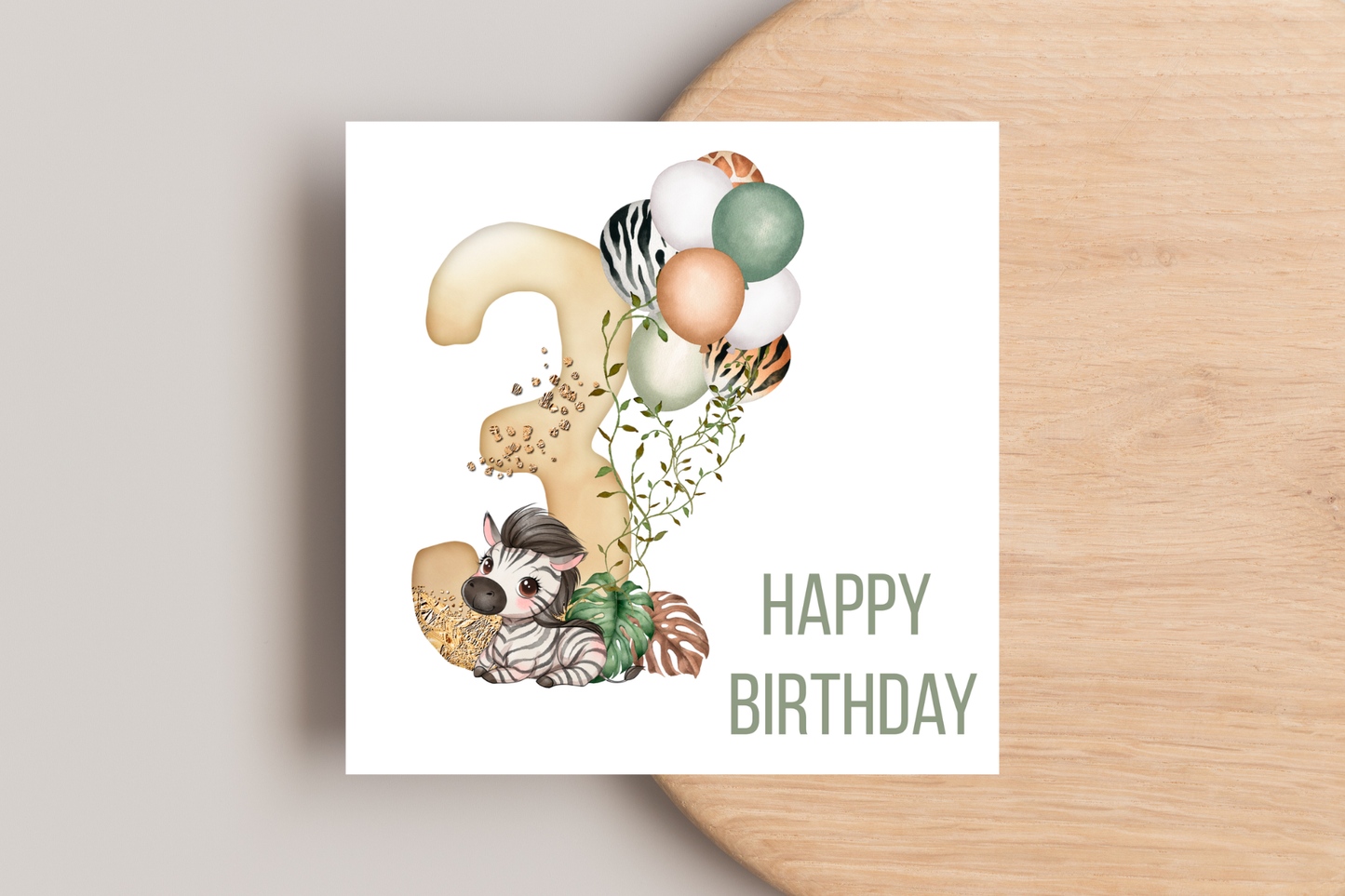 Animal Safari Balloons Birthday Card