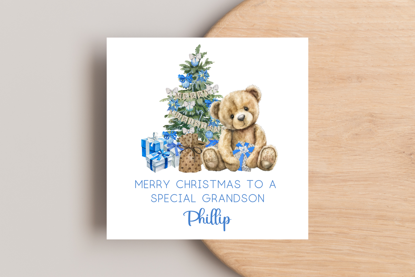 Personalised Teddy Bear Christmas Card