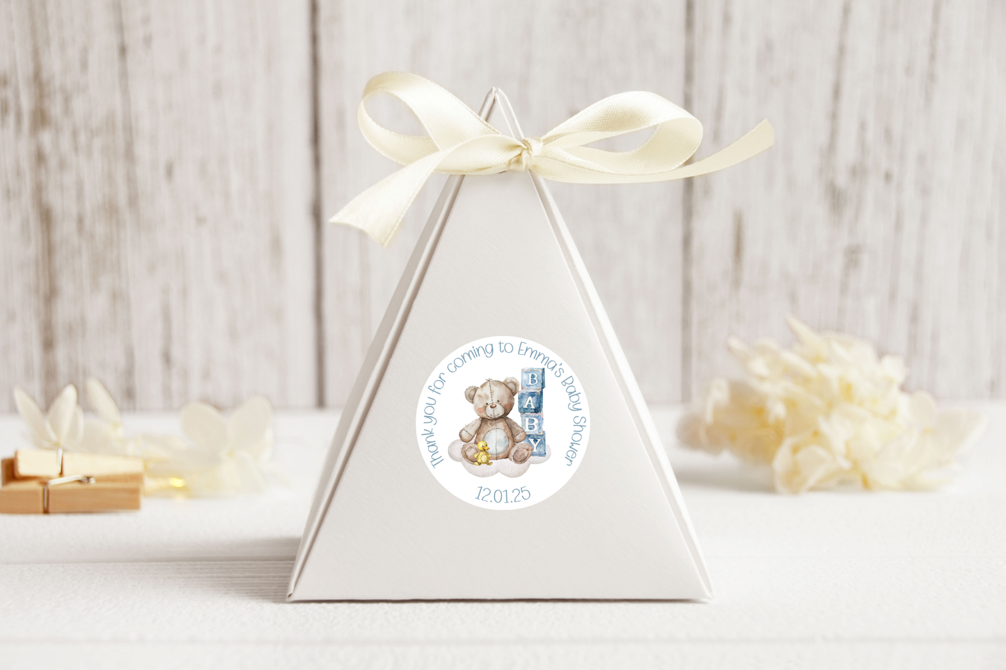 24 X Personalised Baby Shower Favour Stickers