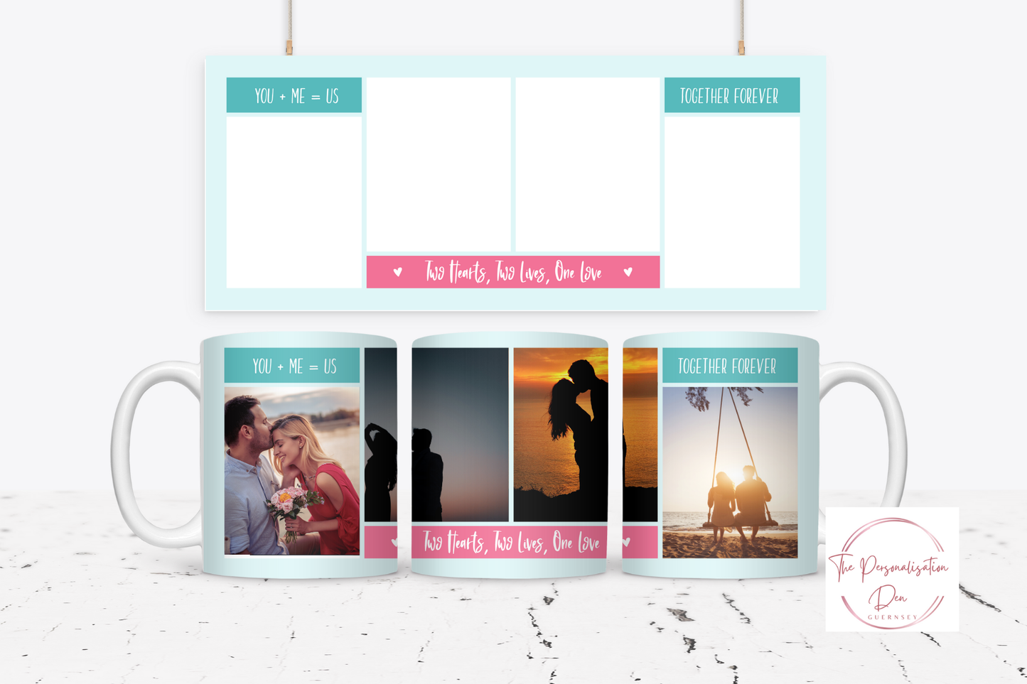 You and Me Equals Us Photo Mug