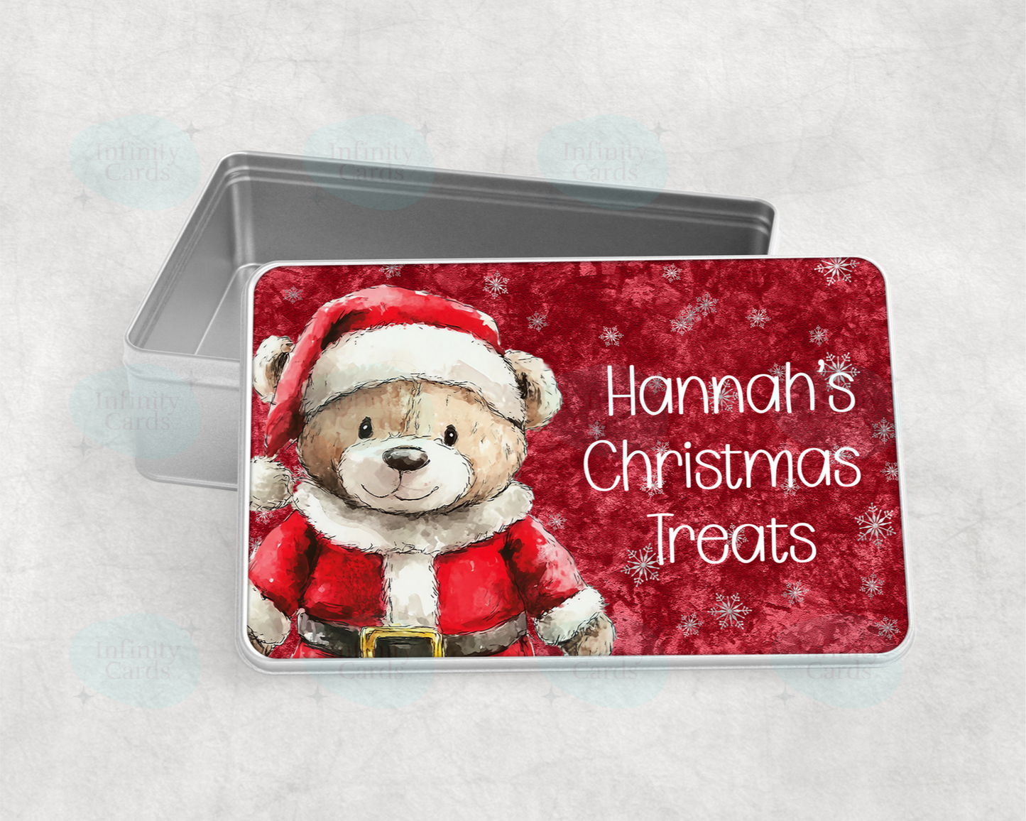 Personalised Teddy Christmas Treat Tin