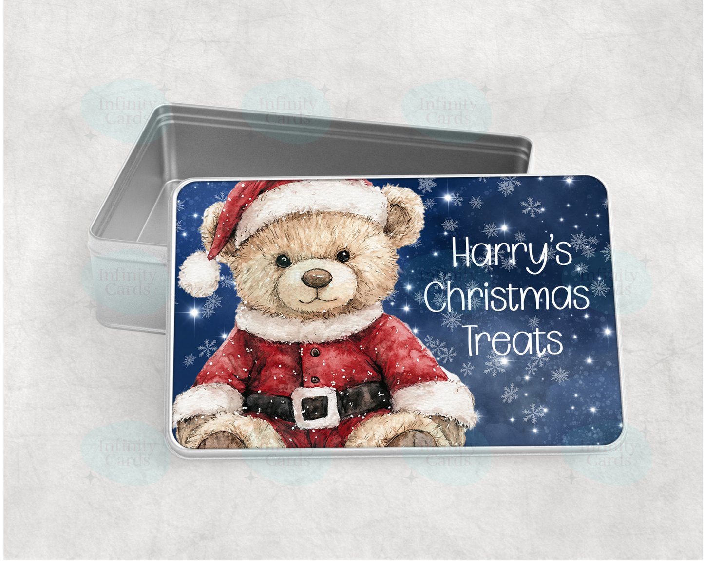 Personalised Teddy Christmas Treat Tin