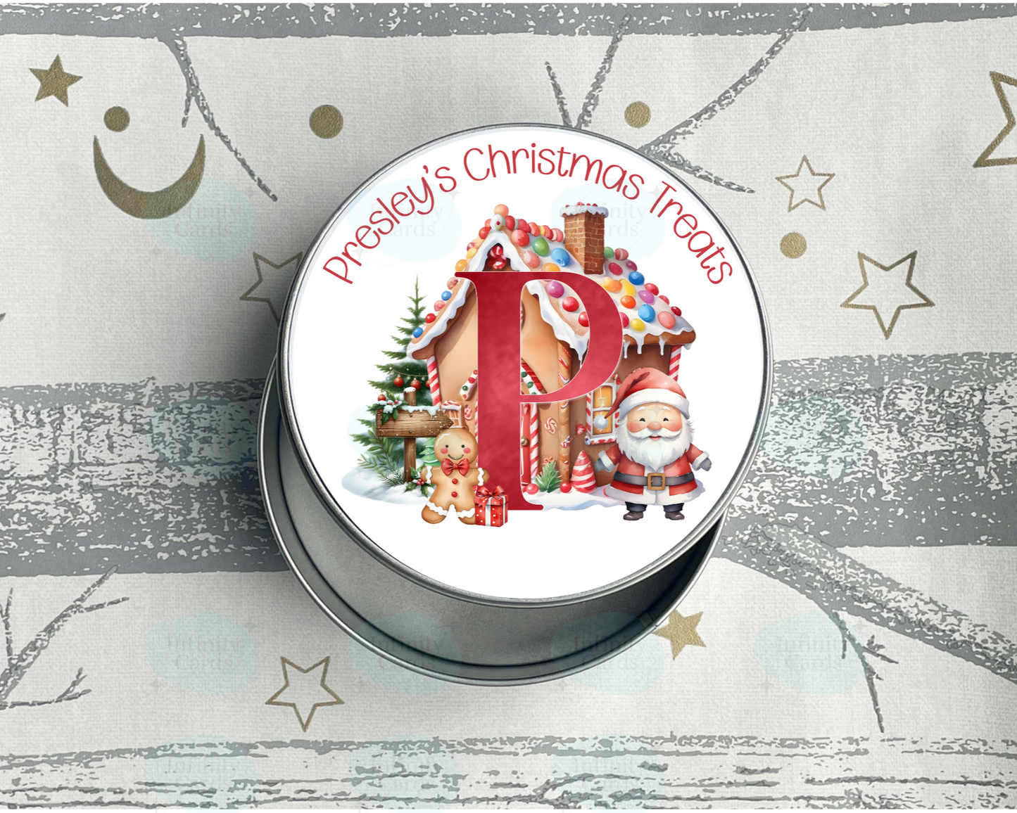 Personalised Gingerbread House Christmas Treats Tin
