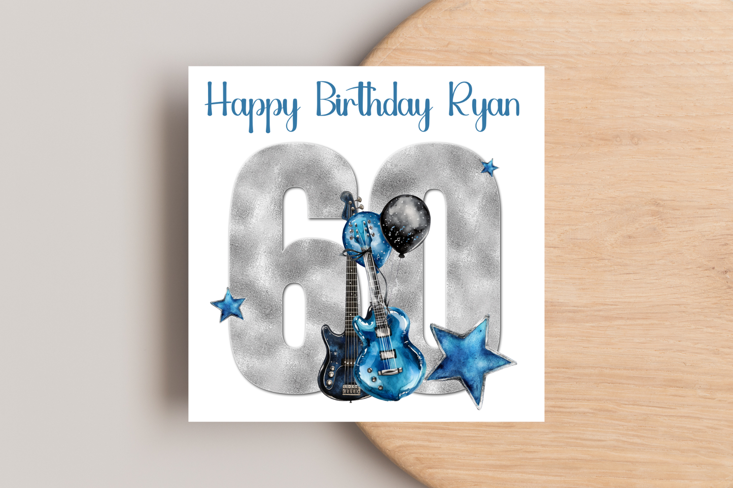 Personalised Guitar 60th Birthday Card