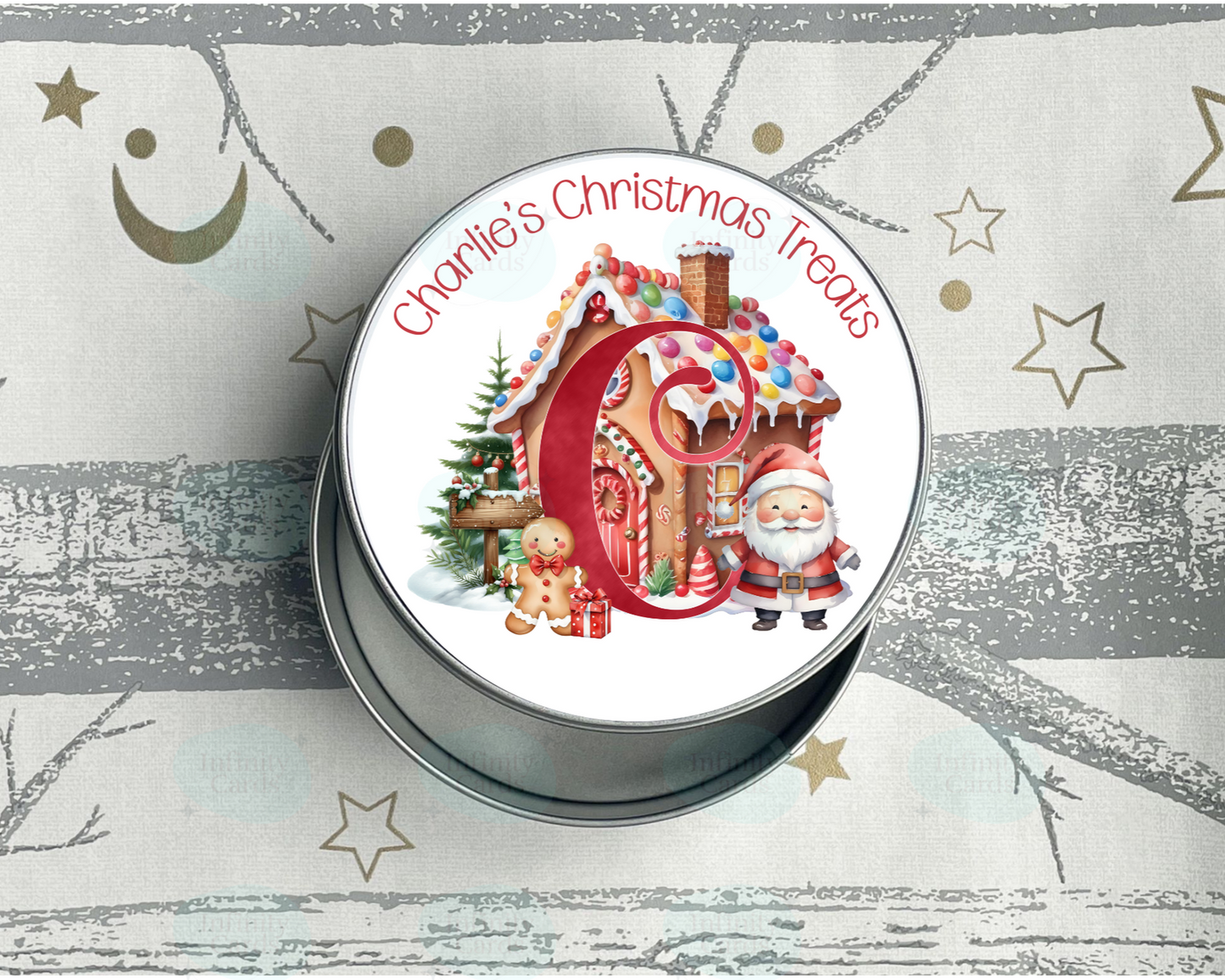 Personalised Gingerbread House Christmas Treats Tin