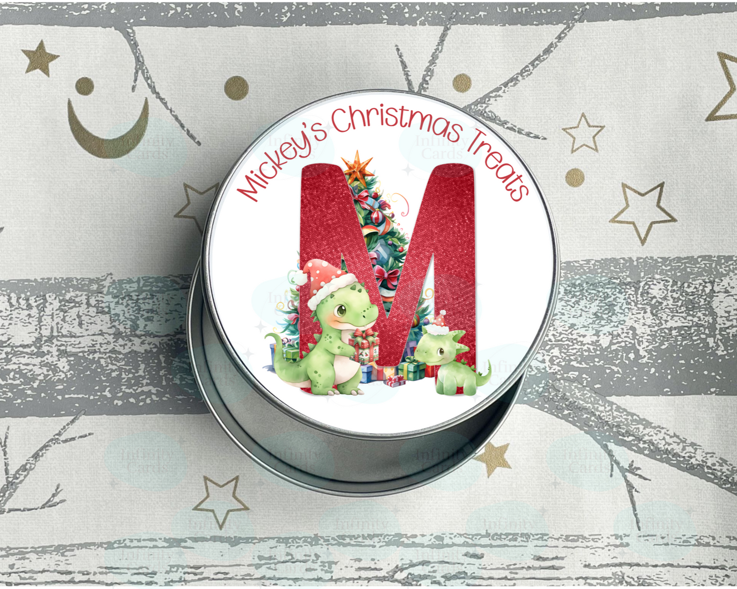 Personalised Dinosaur Christmas Treats Tin