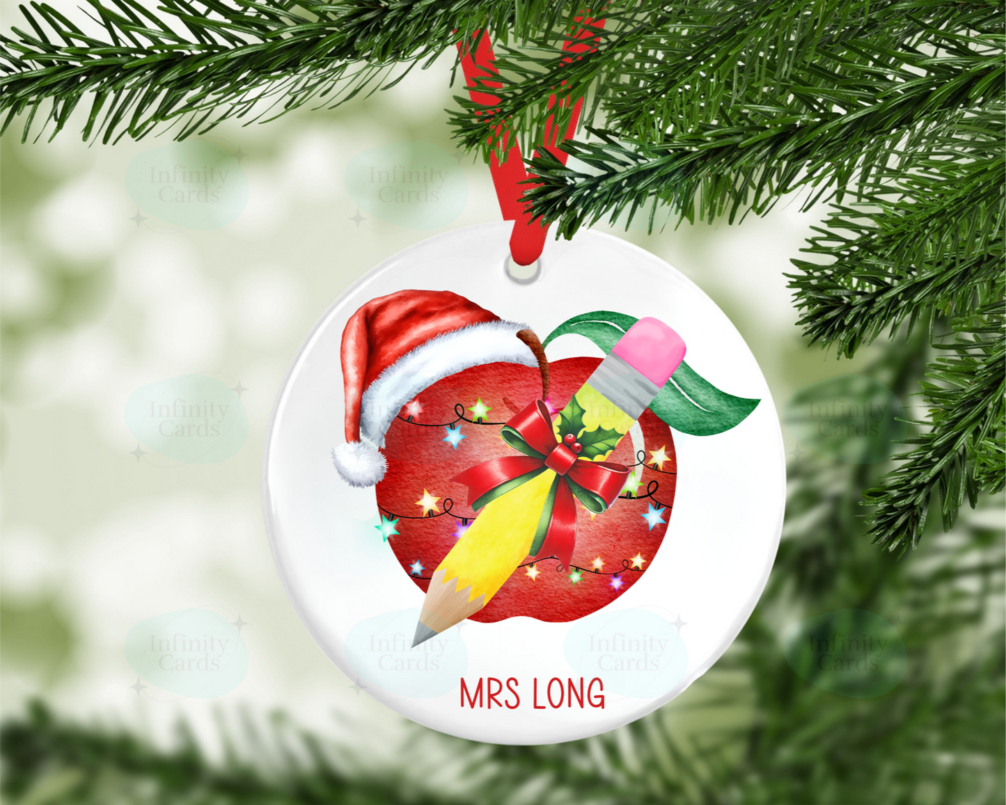 Personalised Teacher Christmas Tree Decoration