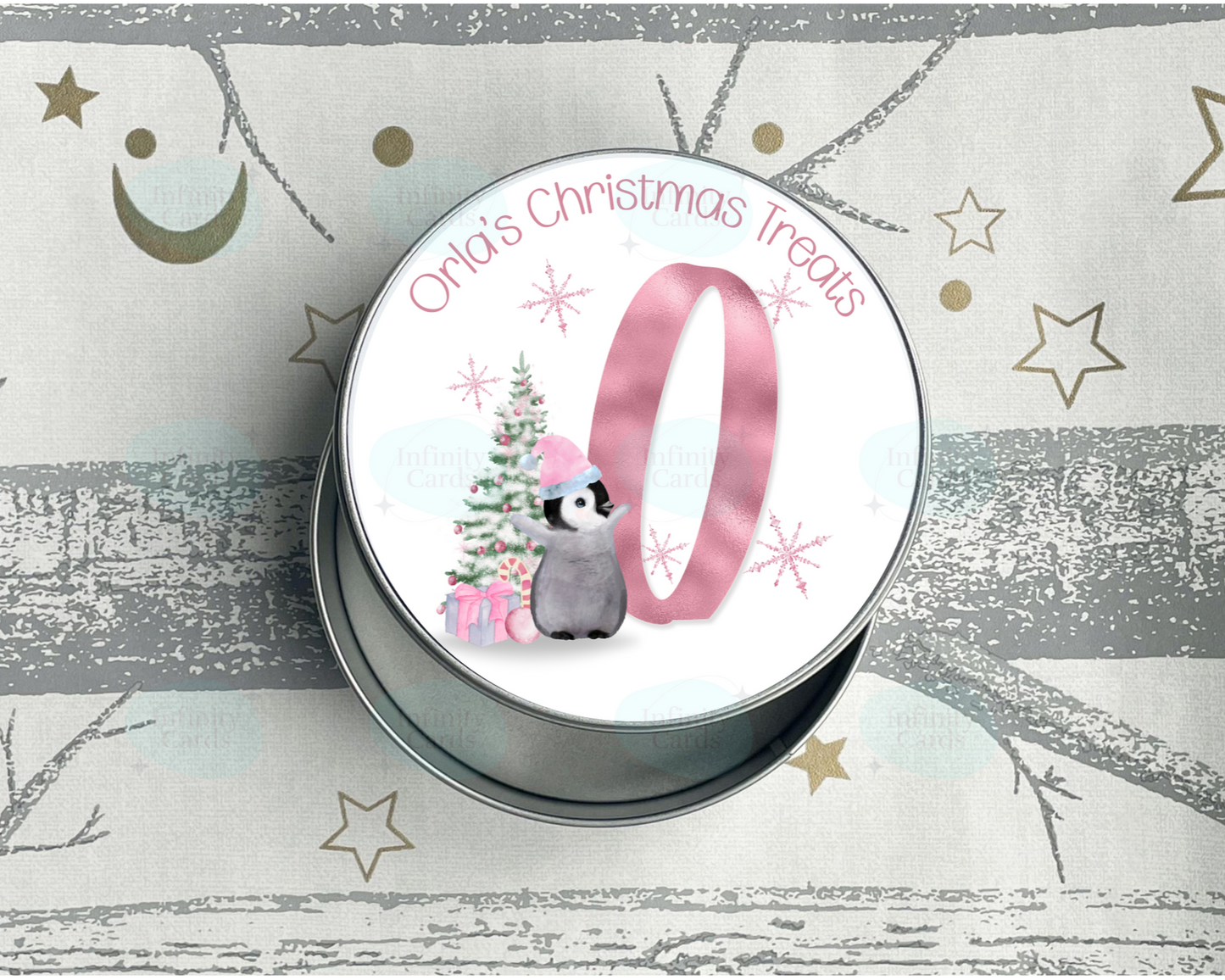 Personalised Penguin Christmas Treats Tin