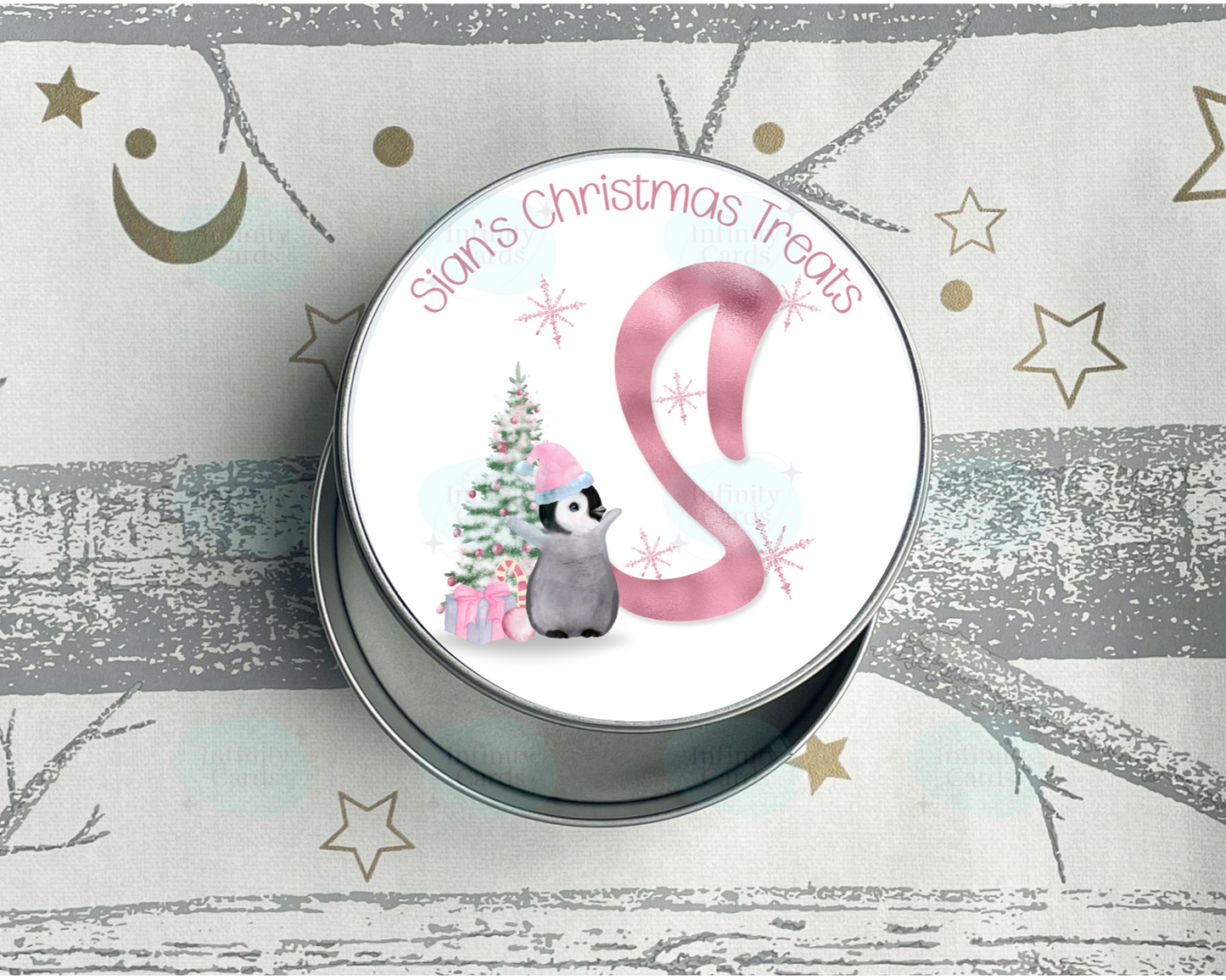 Personalised Penguin Christmas Treats Tin
