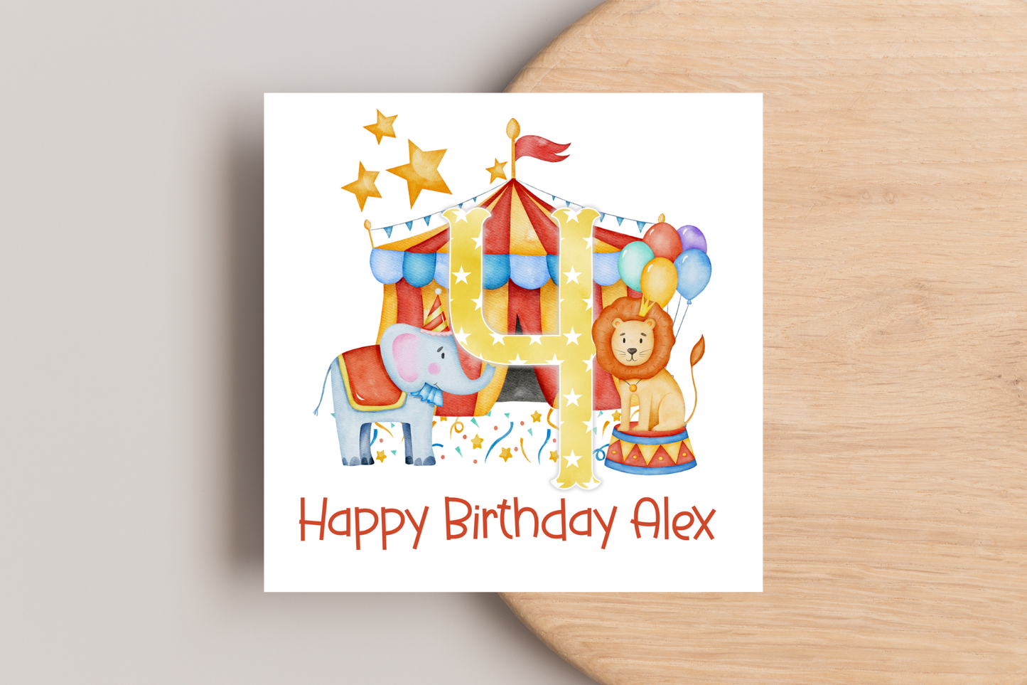 Personalised Circus Themed Birthday Card