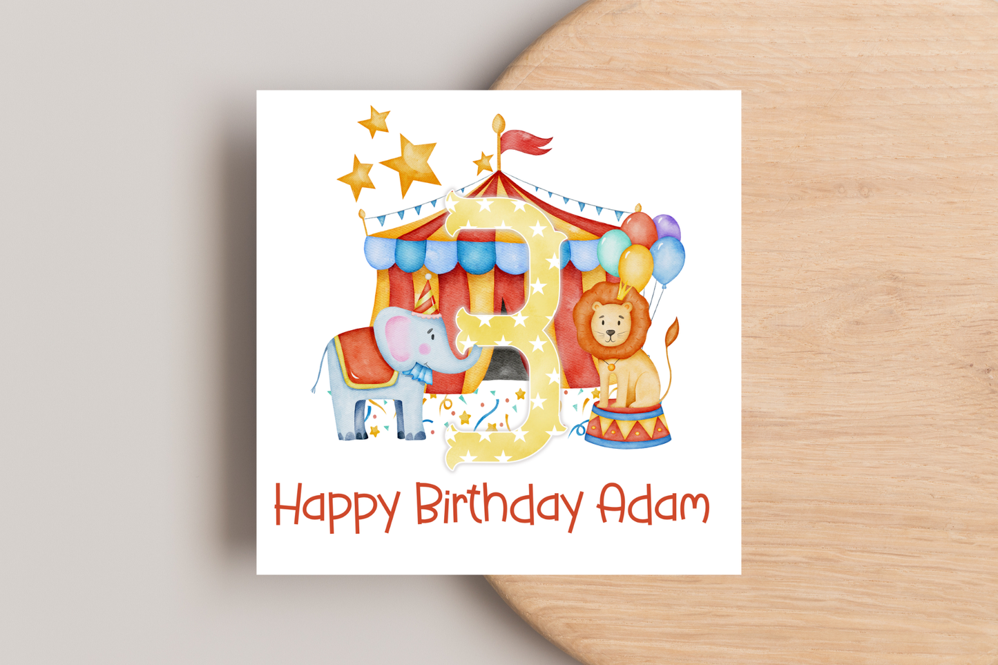 Personalised Circus Themed Birthday Card