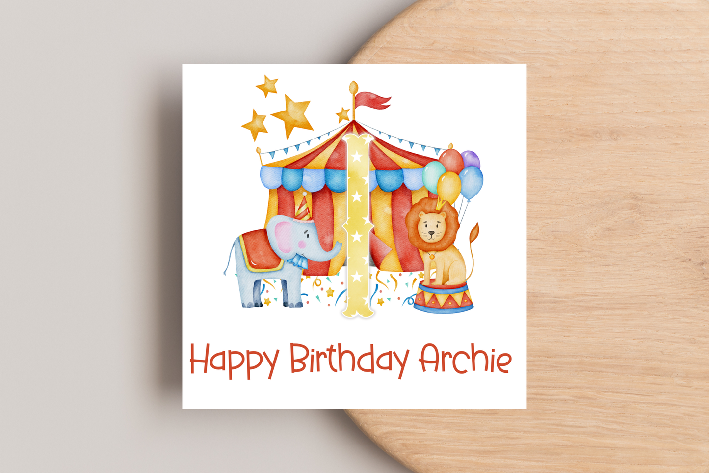 Personalised Circus Themed Birthday Card