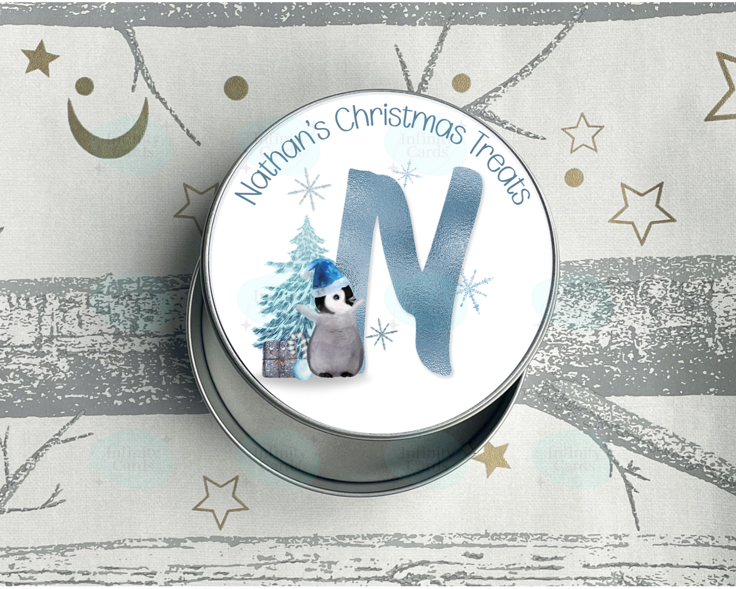 Personalised Penguin Christmas Treats Tin