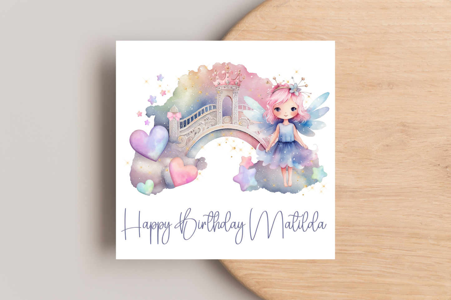 Personalised Fairy Bridge Birthday Card
