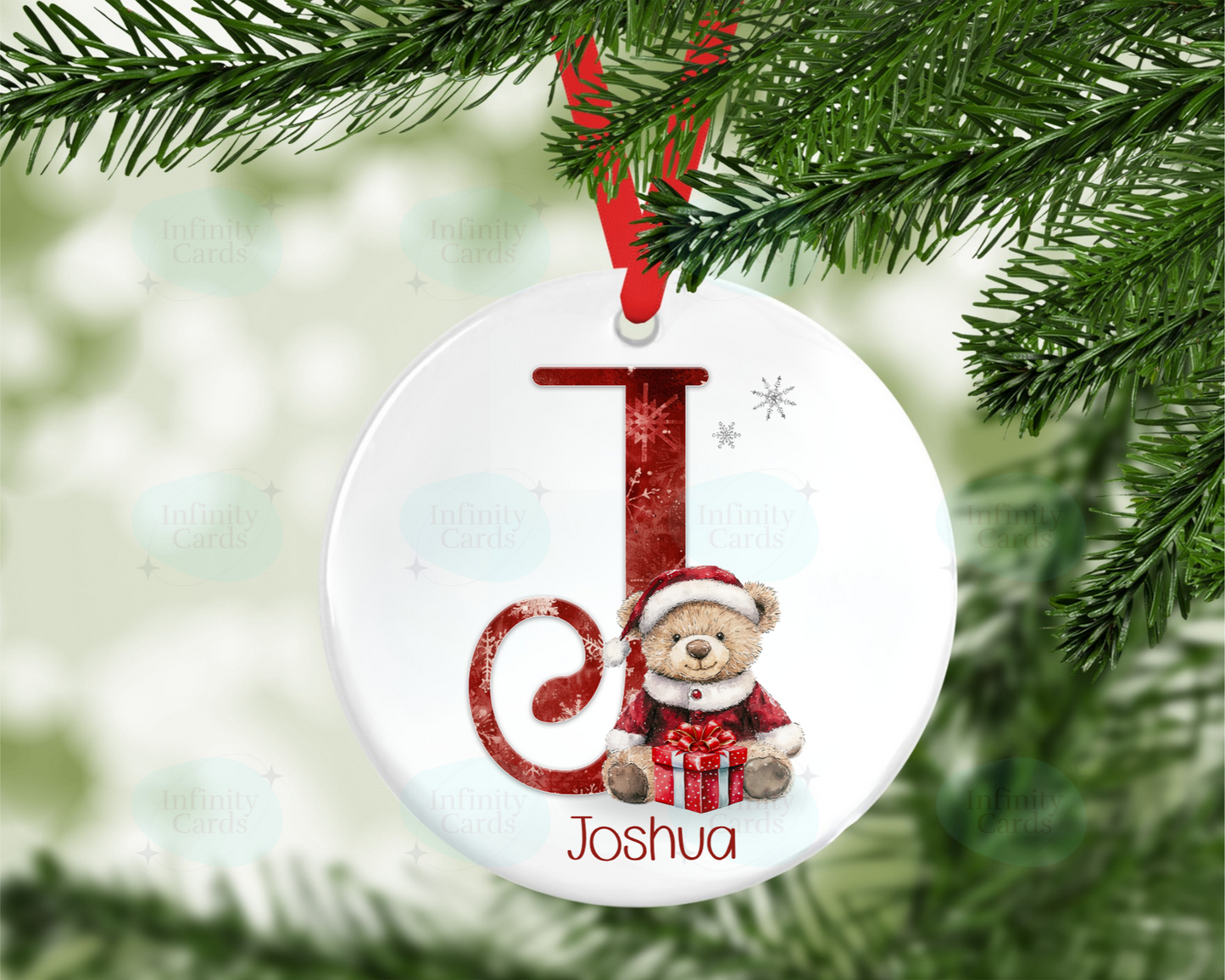 Personalised Christmas Teddy Initial Christmas Tree Decoration