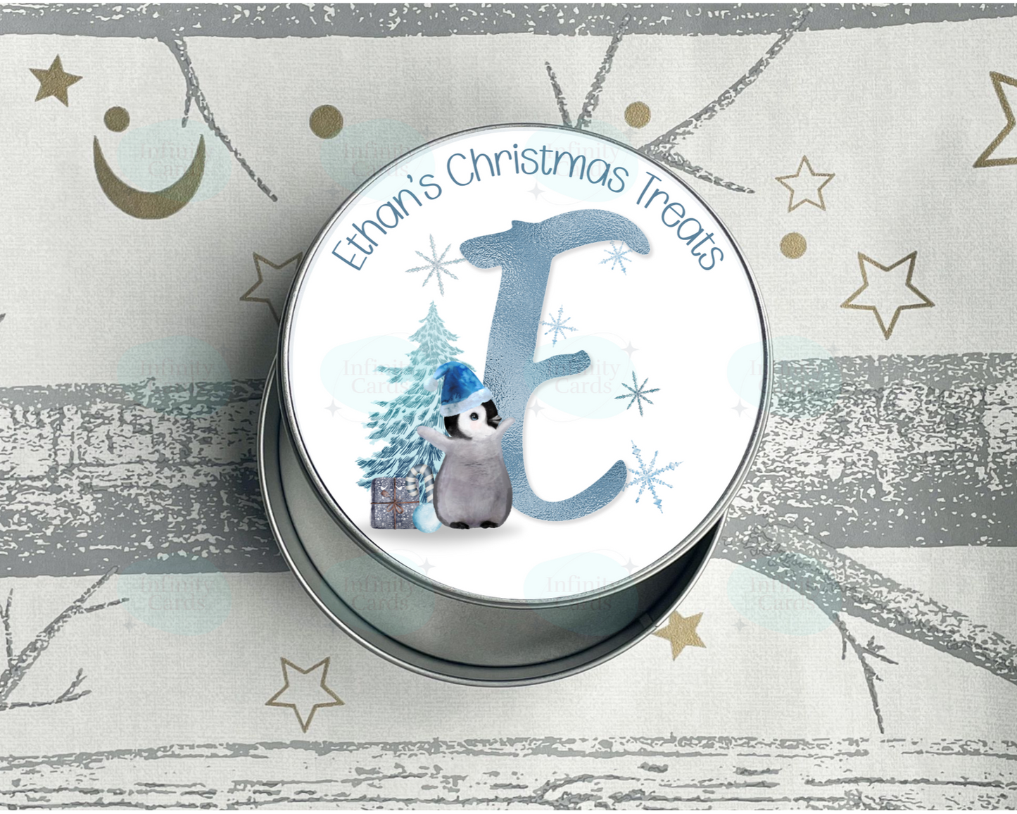 Personalised Penguin Christmas Treats Tin