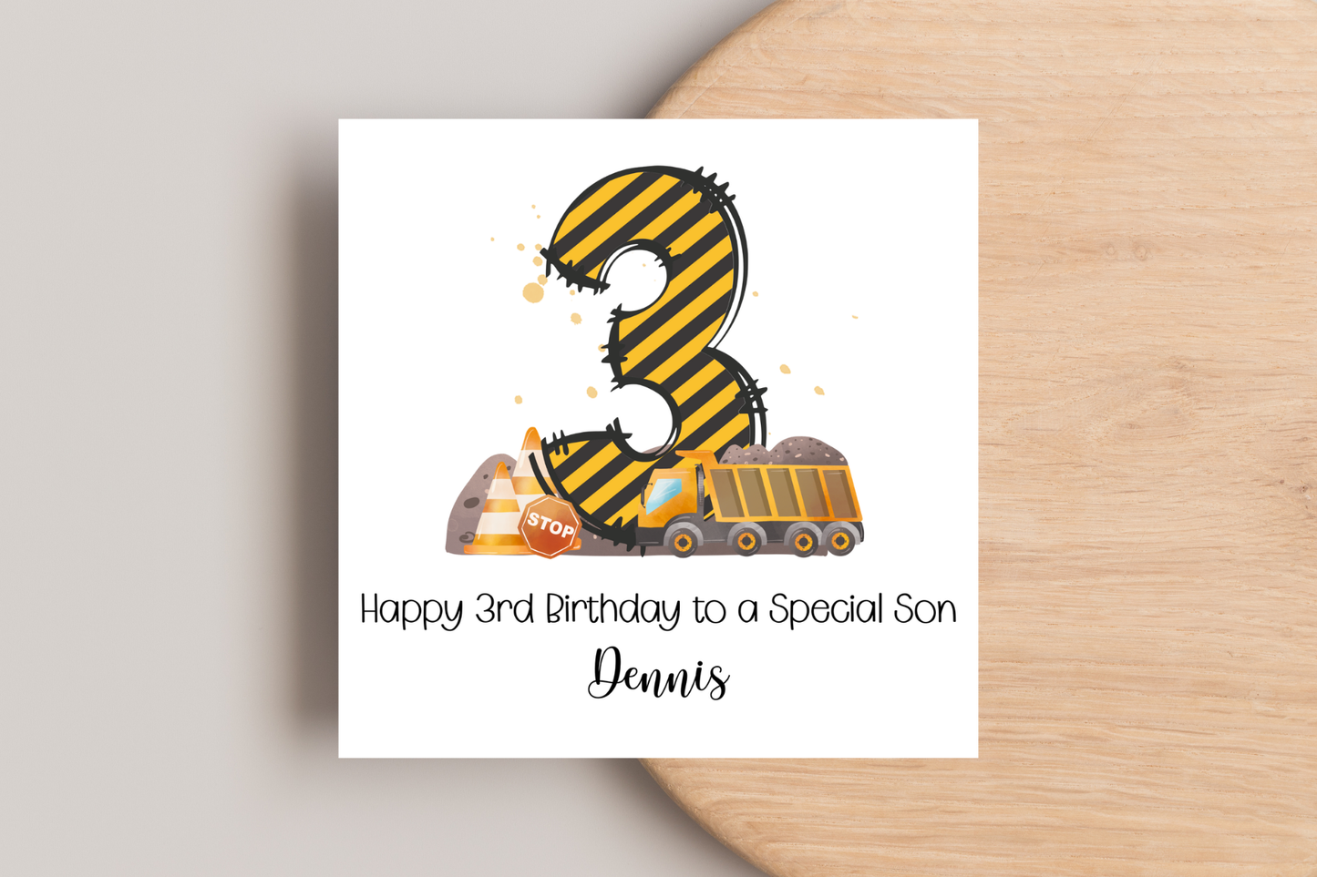 Personalised Digger Construction Themed Birthday Card