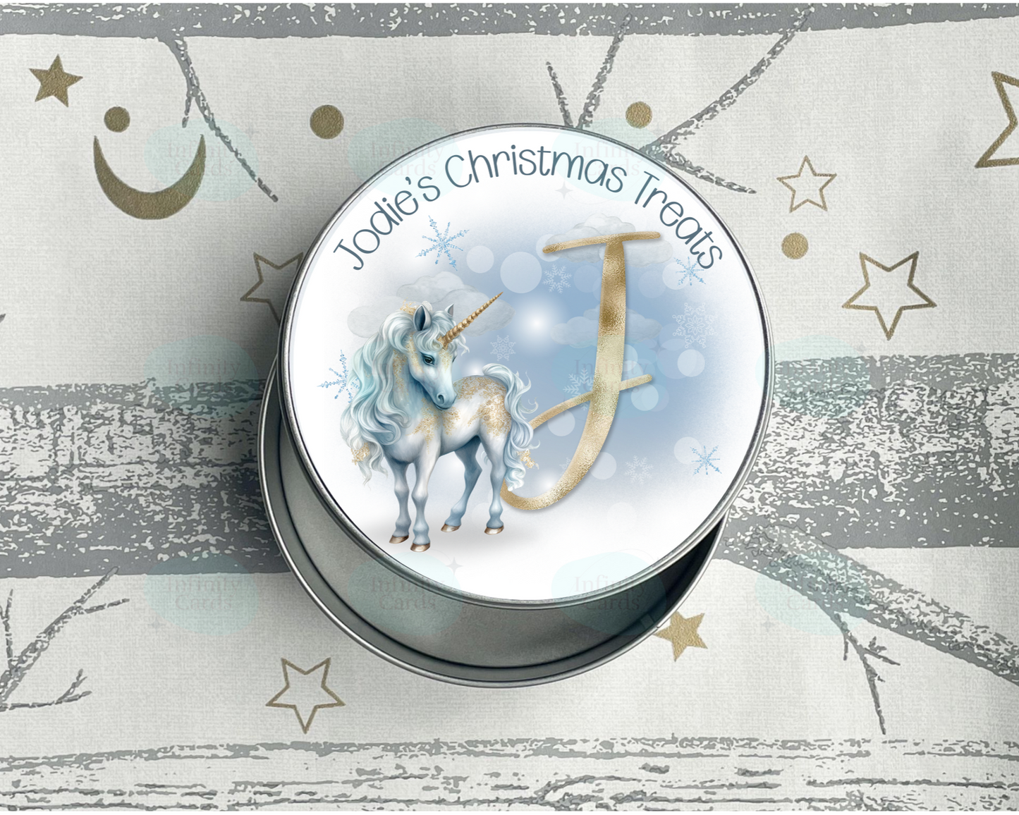 Personalised Unicorn Christmas Treat Tin
