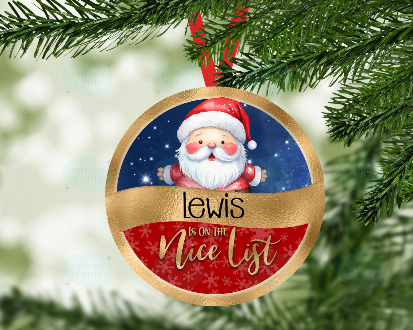 Personalised On the Nice List Christmas Tree Decoration