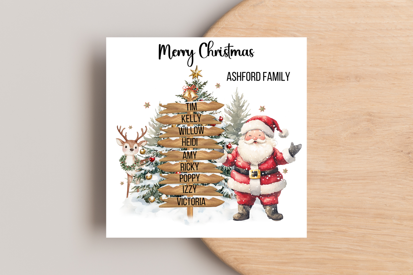 Personalised Santa Family Signpost Christmas Card