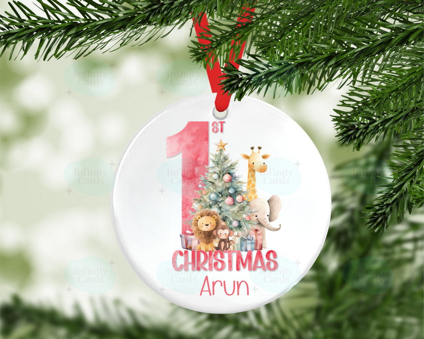 Personalised First Christmas Animal Christmas Tree Decoration