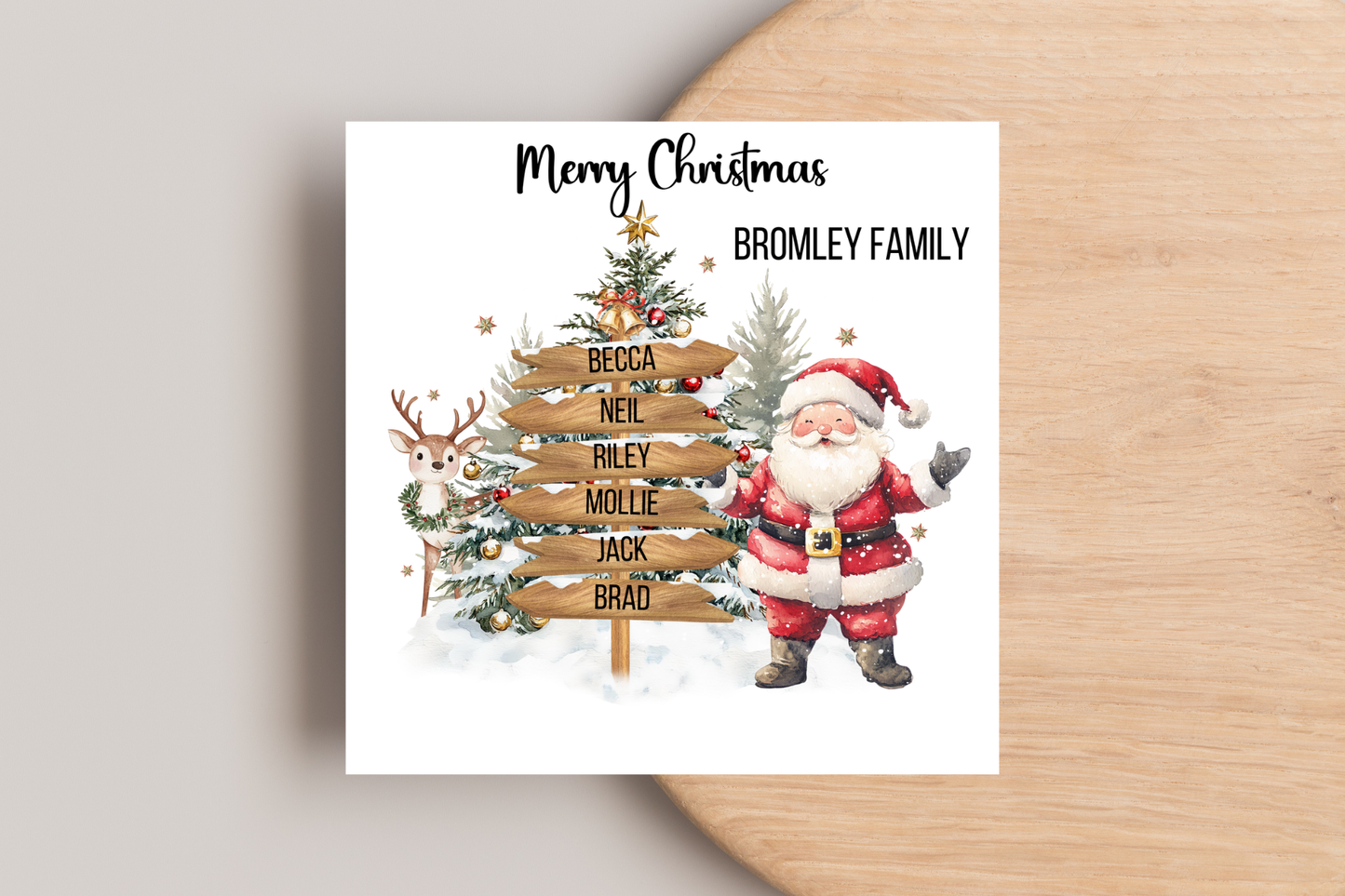 Personalised Santa Family Signpost Christmas Card