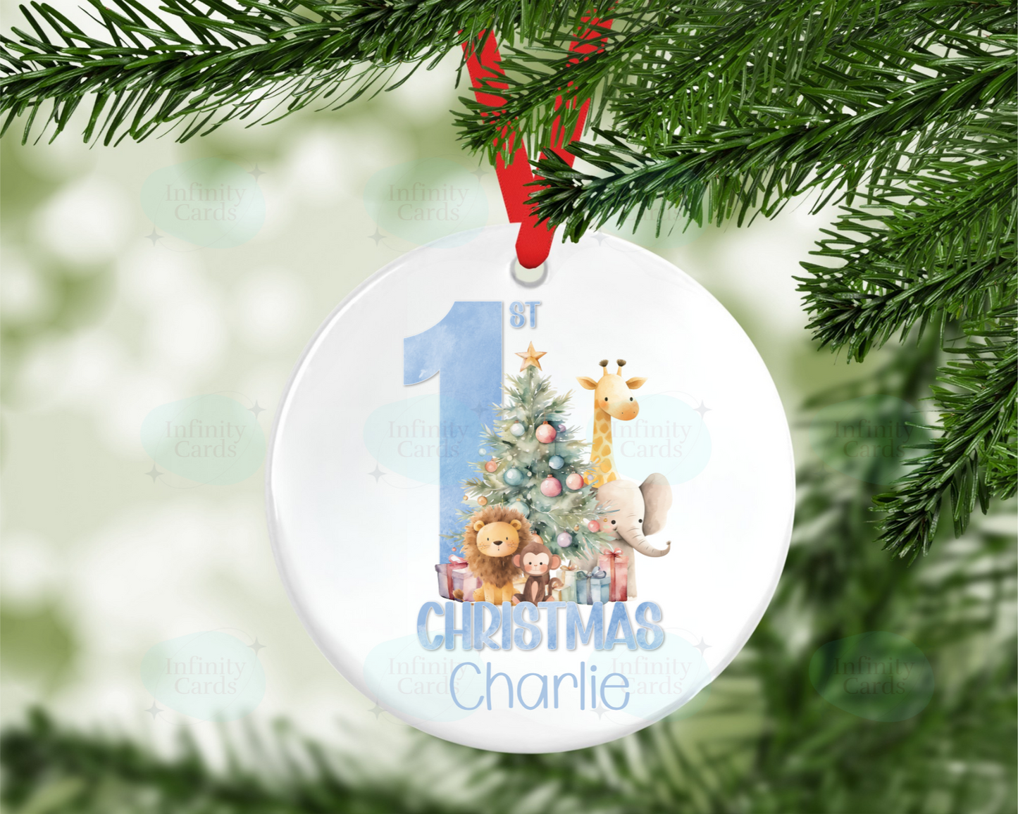 Personalised First Christmas Animal Christmas Tree Decoration
