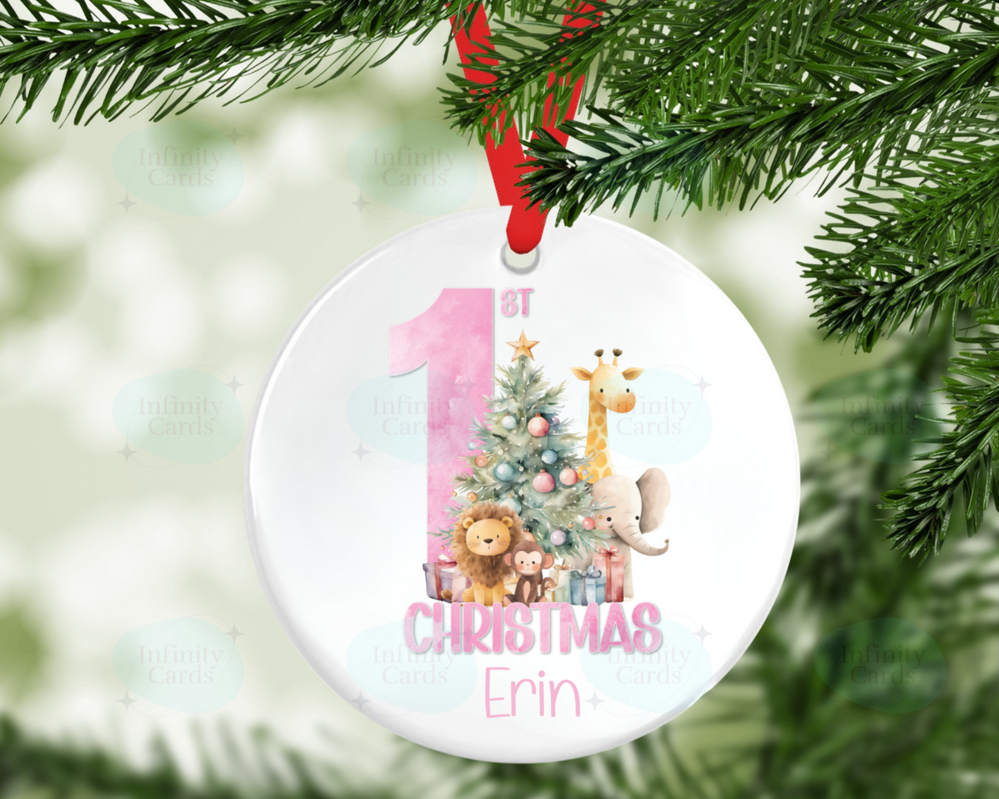 Personalised First Christmas Animal Christmas Tree Decoration