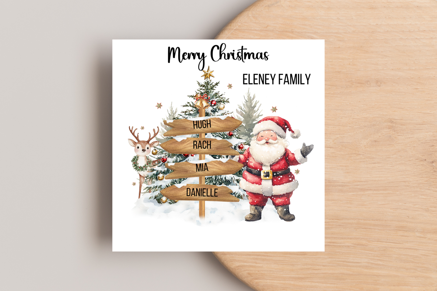 Personalised Santa Family Signpost Christmas Card