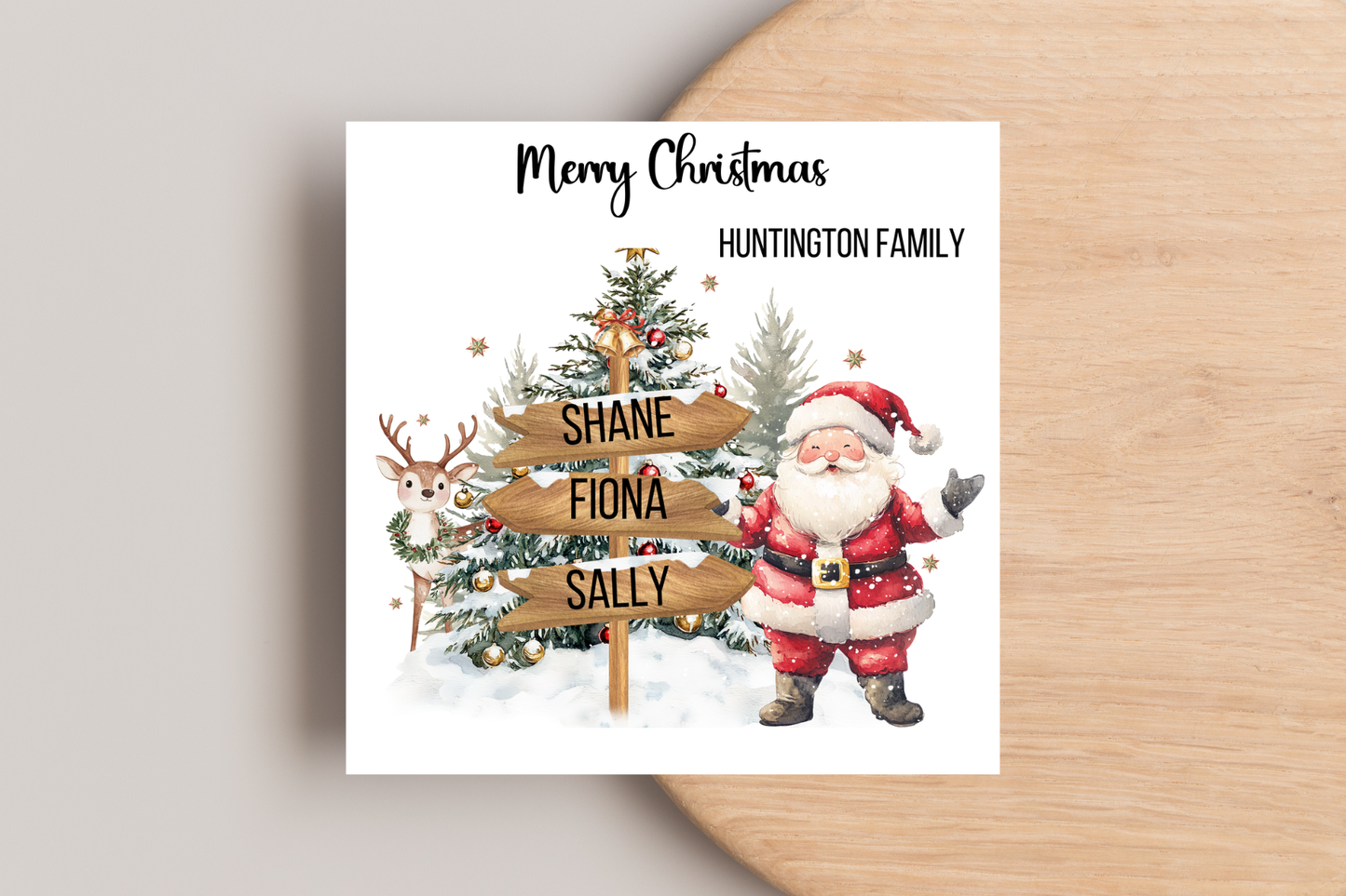 Personalised Santa Family Signpost Christmas Card
