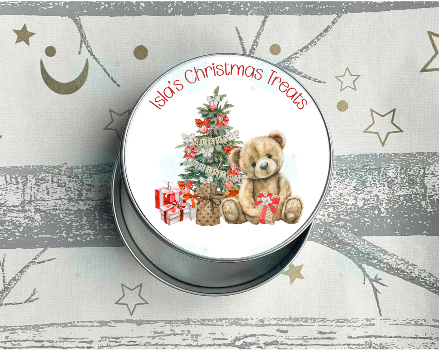 Personalised Teddy Bear Christmas Treats Tin